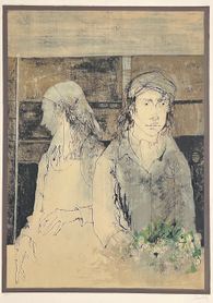 Couple au bouquet vert