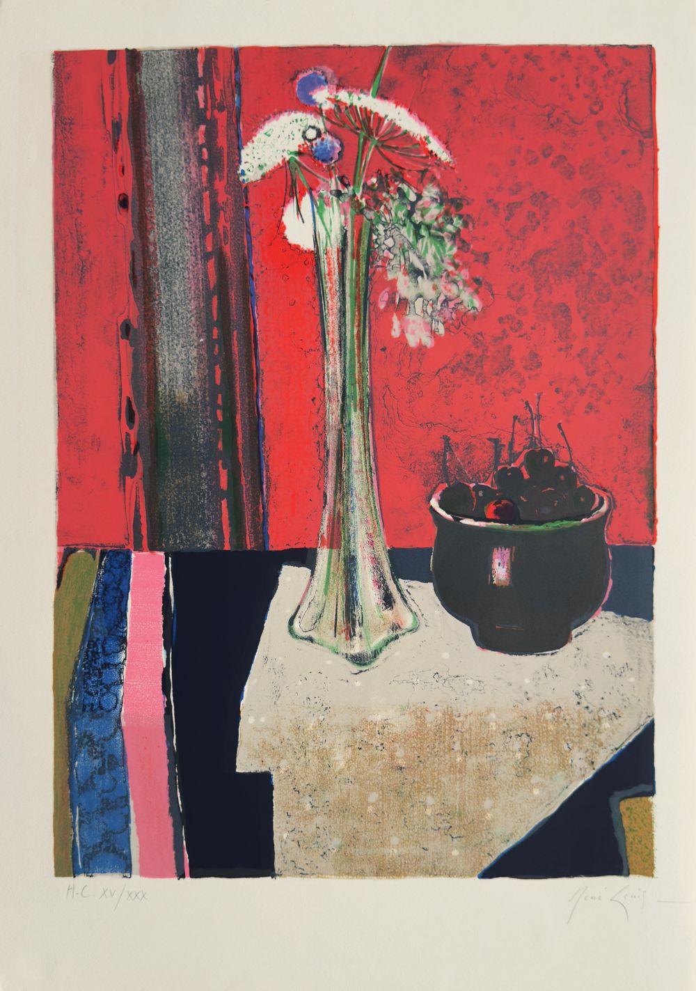 Nature morte aux fleurs et aux cerises