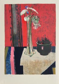 Nature morte aux fleurs et aux cerises
