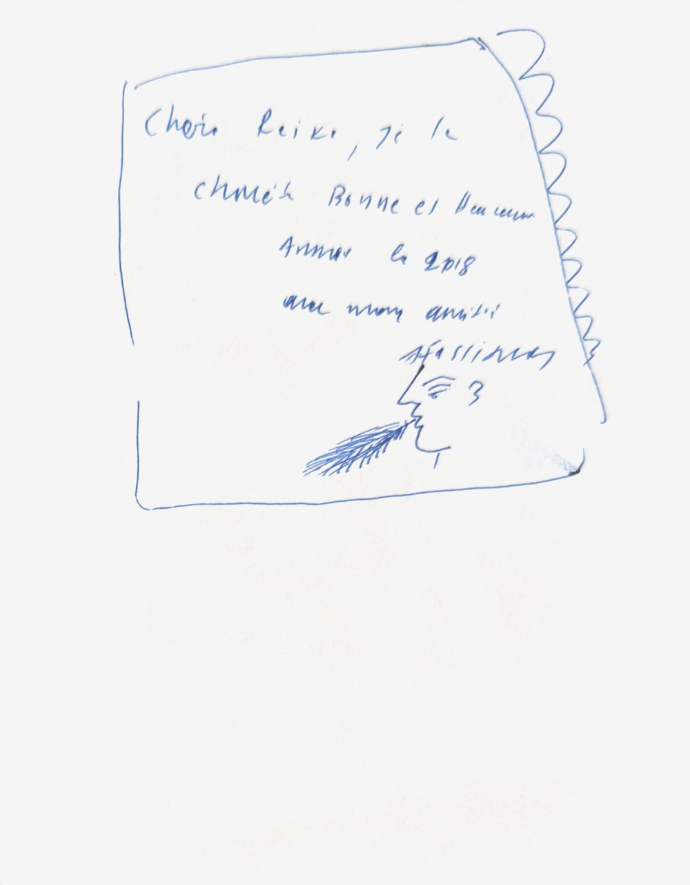 Cycliste à l'écharpe beige + L.A.S. et dessin au dos