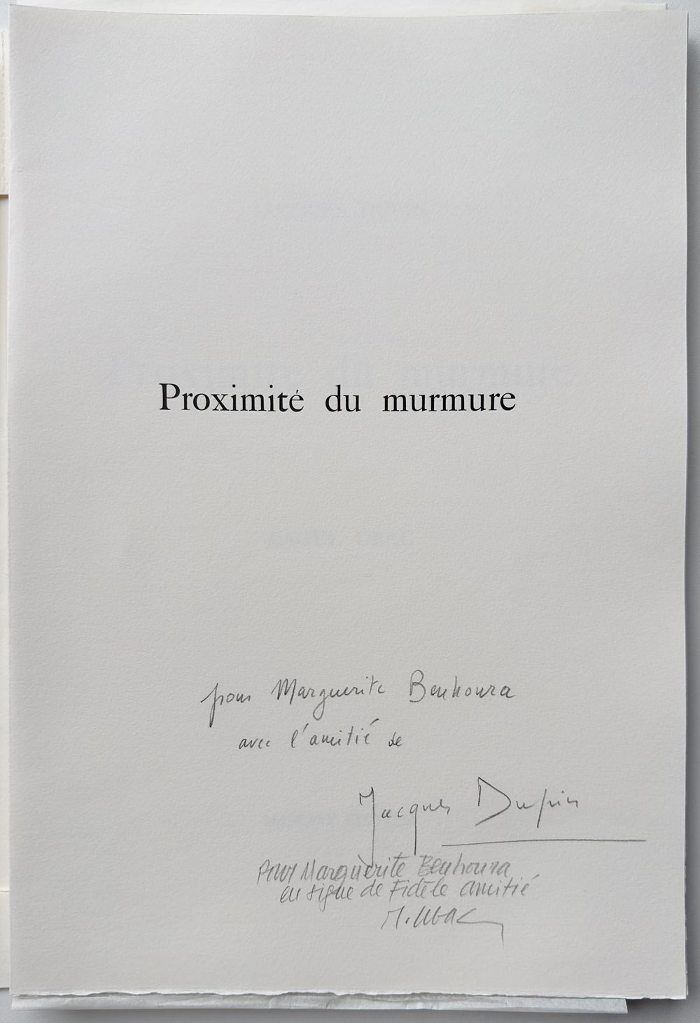 Proximité du murmure (8 gravures) - texte de Jacques Dupin