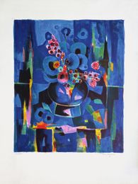 Bouquet au vase bleu