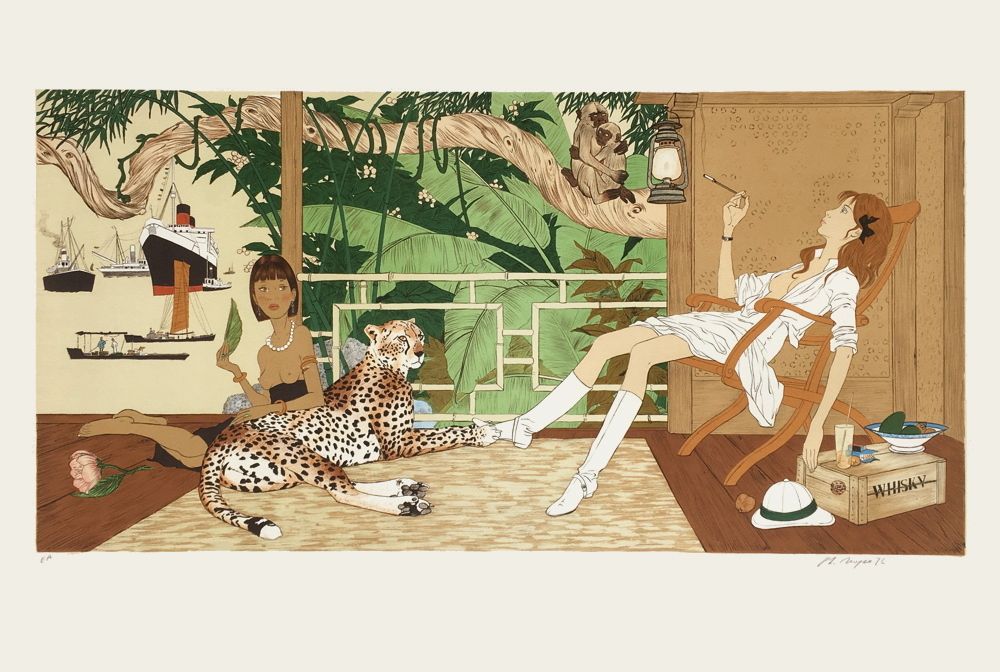 Jeunes femmes et léopard