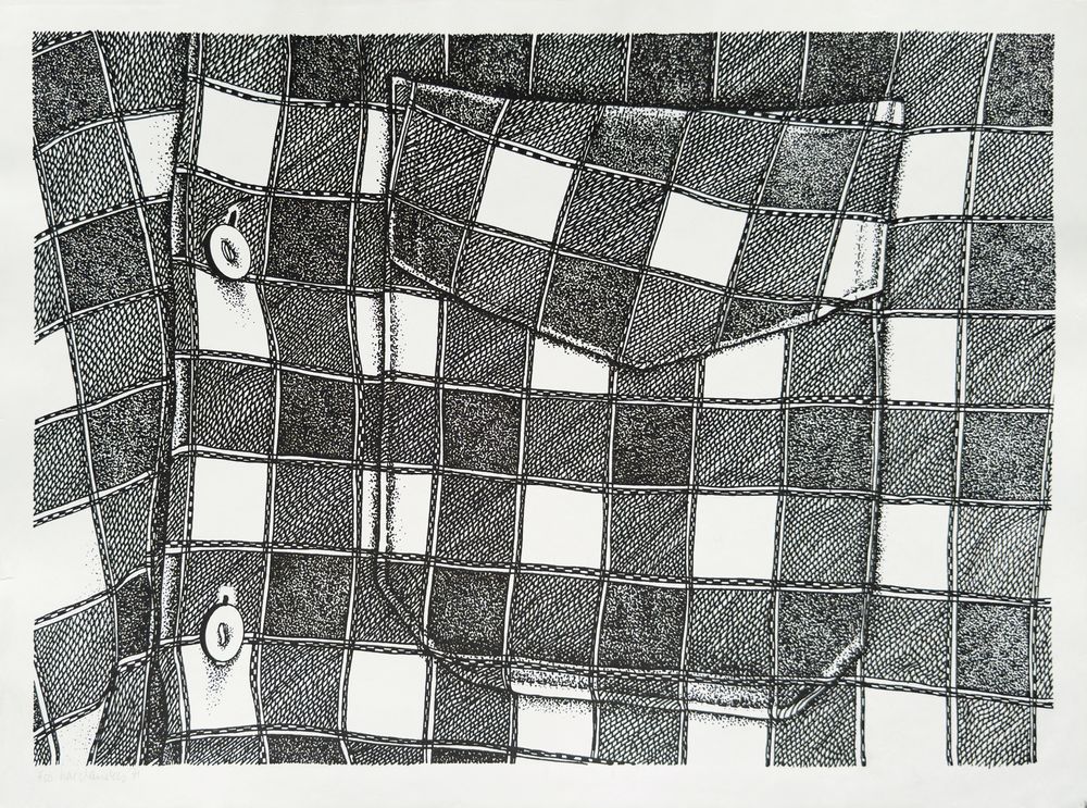 Checkered chest pocket