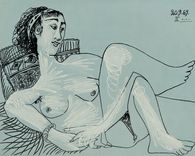 Au baiser d'Avignon - Nu couché sur fond bleu