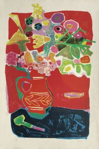 Bouquet de felrus sur fond rouge