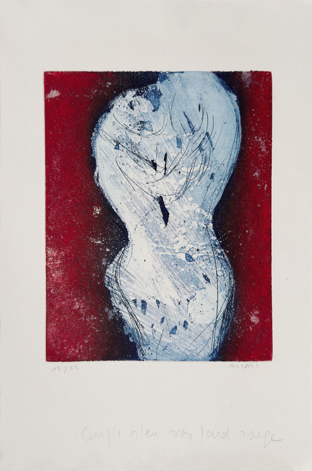 Composition 93-02 - Couple bleu sur fond rouge