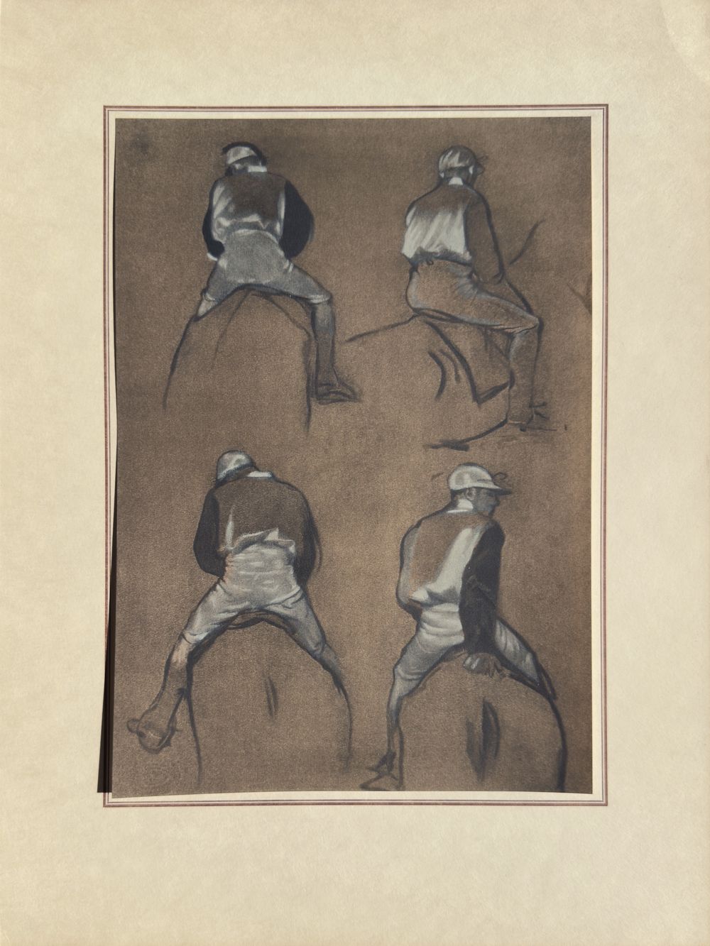 Pastels et dessins - Etude de jockeys de dos