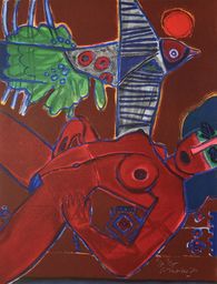 1981 - Nu rouge et l'oiseau