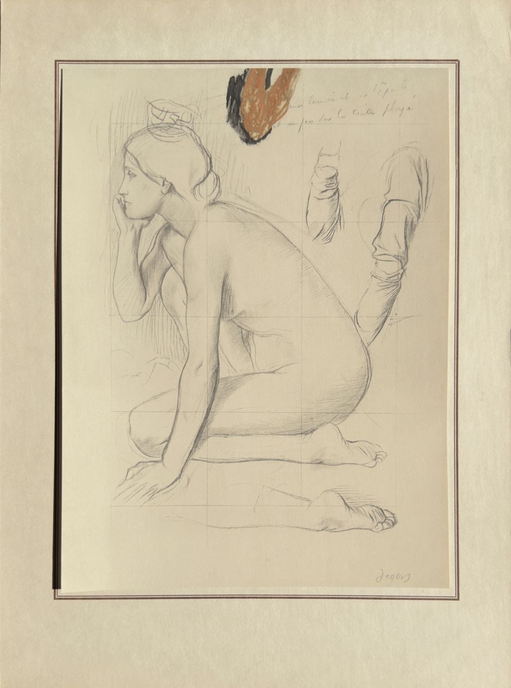 Pastels et dessins - Nu de femme accoupie