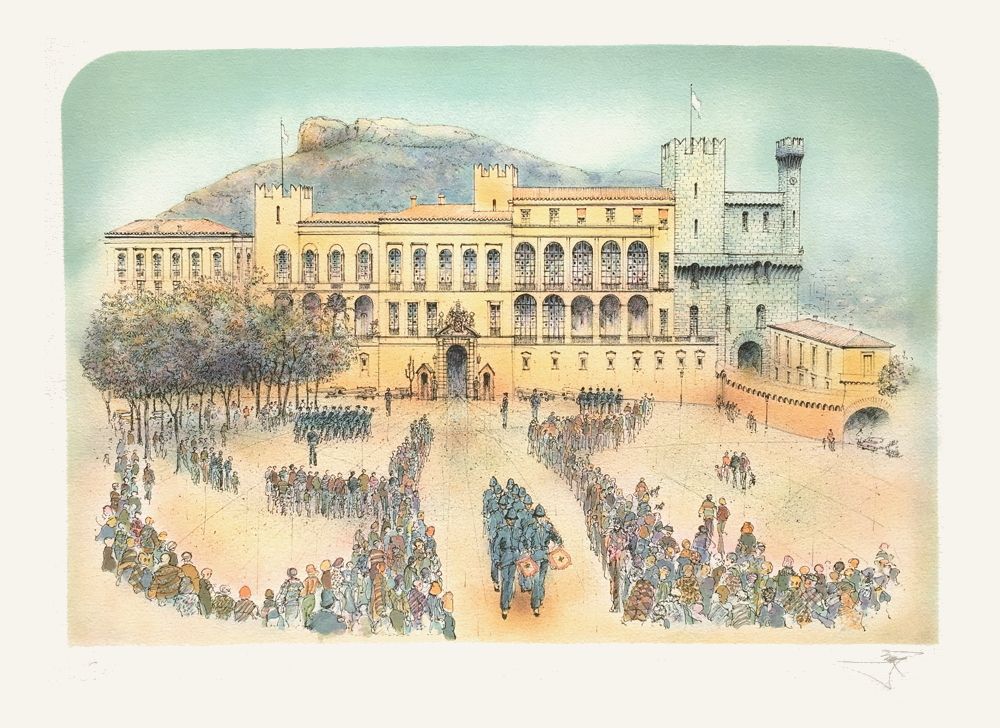 Monaco - Le Palais Princier et la relève de la garde