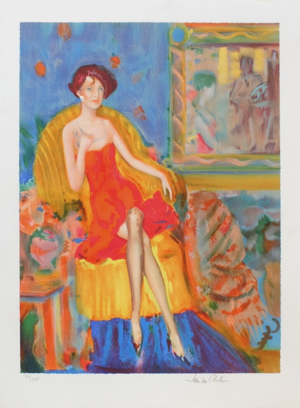 絵画★Janush DE ROLA UN SOIR À PARIS 「パリの夕べ」 証明書付 Janush DE ROLA UN SOIR À PARIS パリの夕べ 証明書