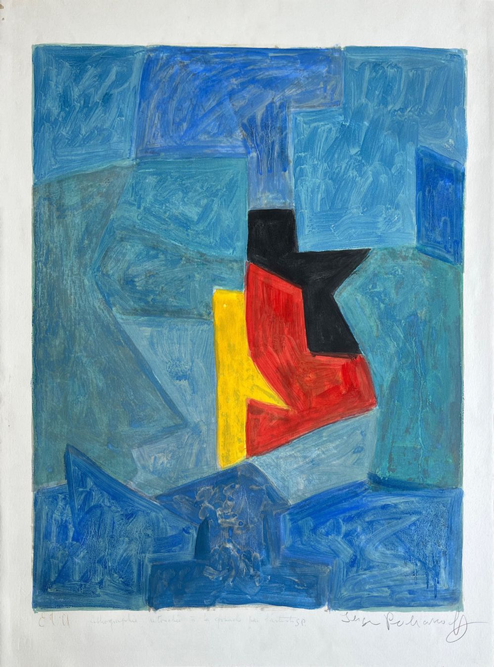 Composition bleue (épreuve rehaussée à la gouache)