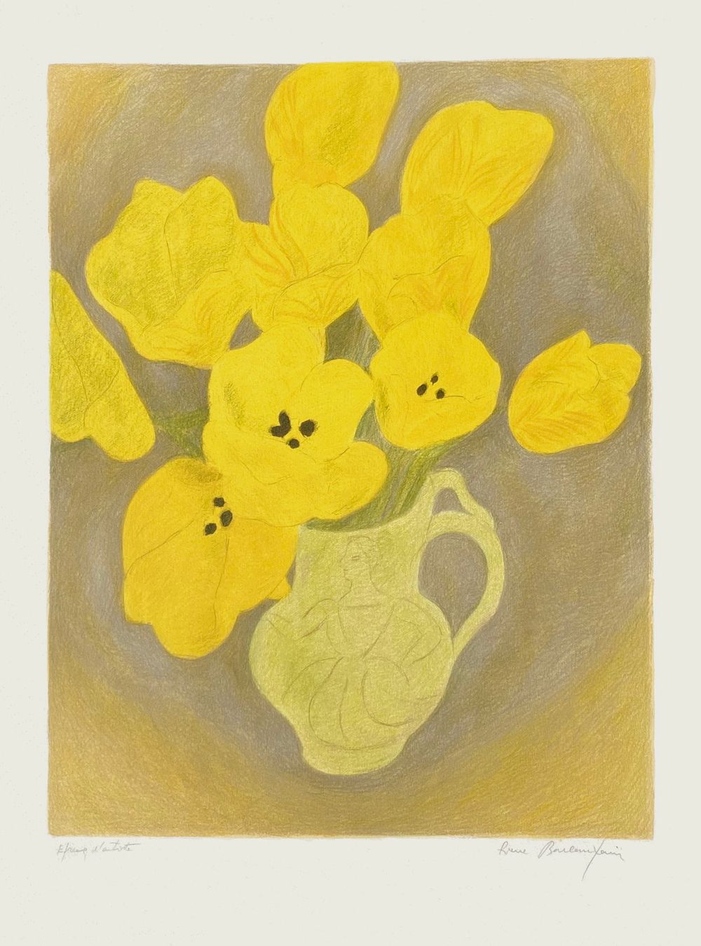 Bouqet jaune au vase de Cliou