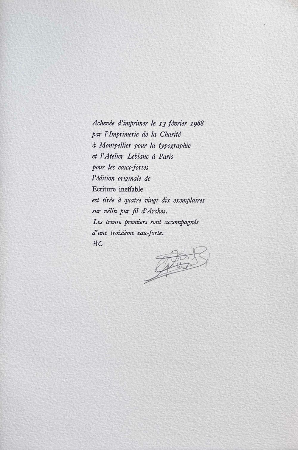 Ecriture ineffable (2 gravures signées)