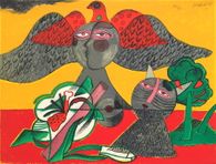 1984 - Femme chat et oiseau