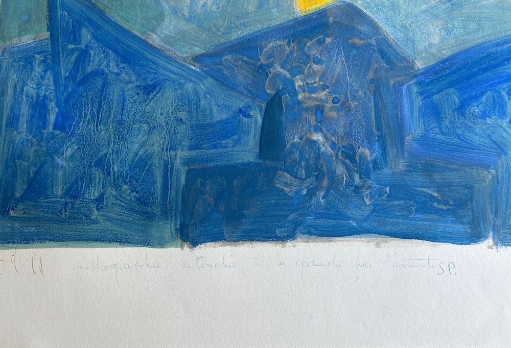 Composition bleue (épreuve rehaussée à la gouache)