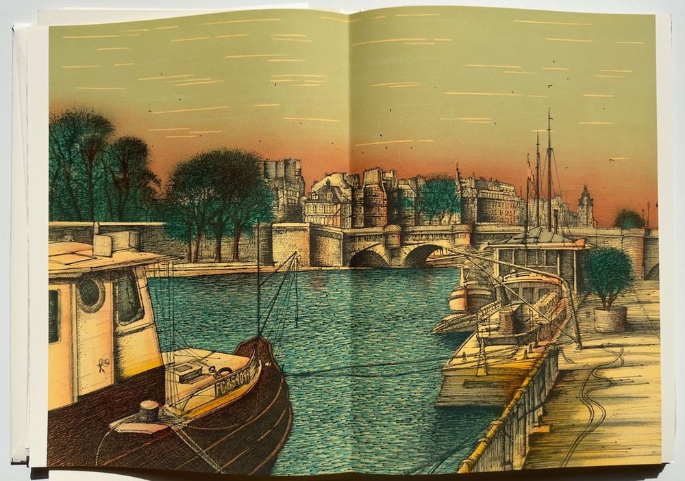 Paris sur Seine (illustrated book + original drawing)