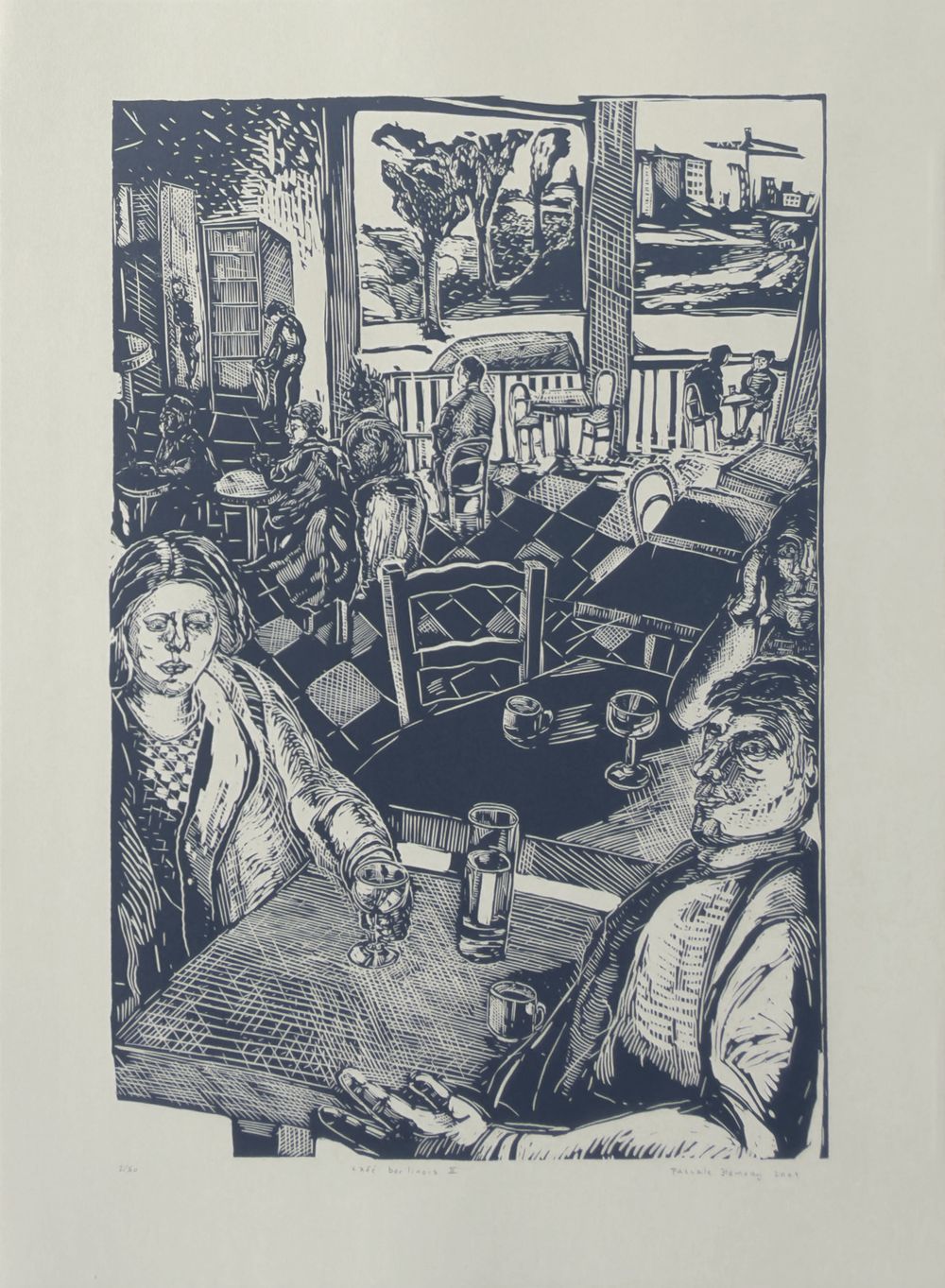 Café berlinois II (impression en bleu)