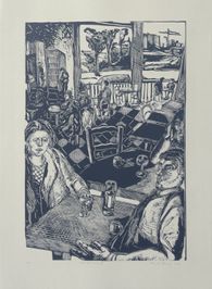Café berlinois II (impression en bleu)