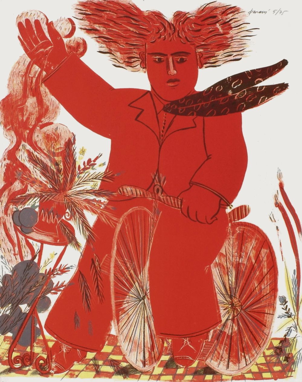 Cycliste au foulard rouge