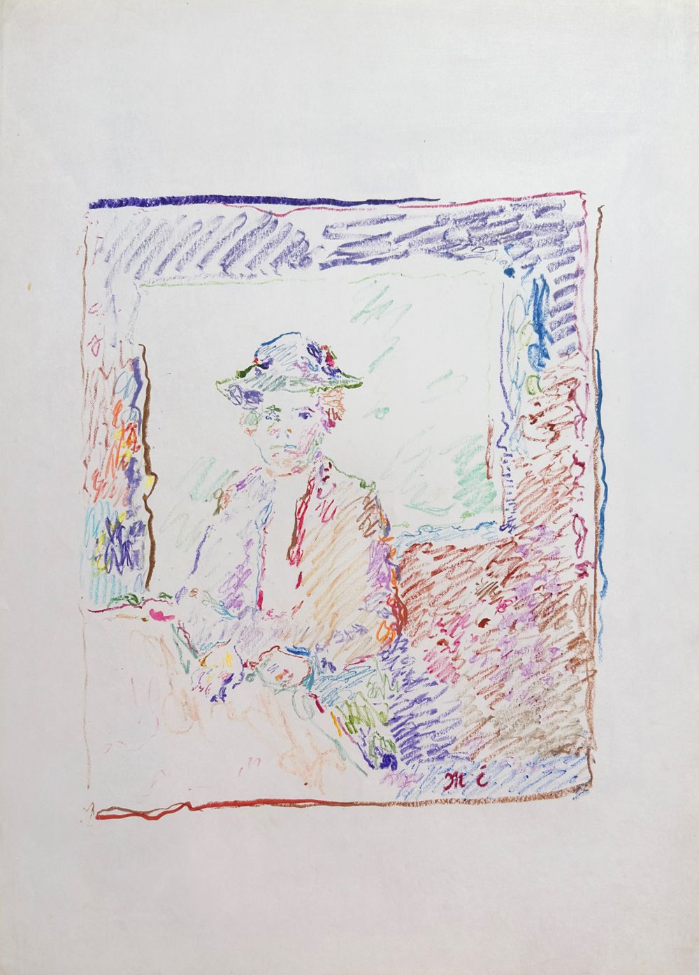 Femme au chapeau (pastel)