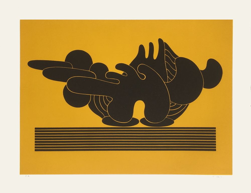 Formes noirs sur fond jaune
