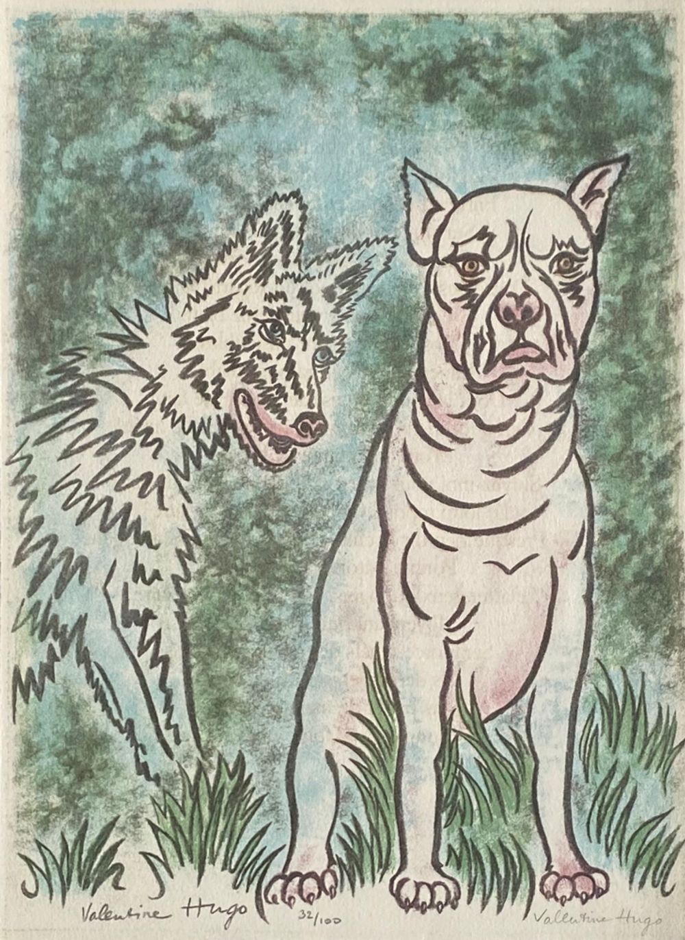 Le loup et le chien (signed)