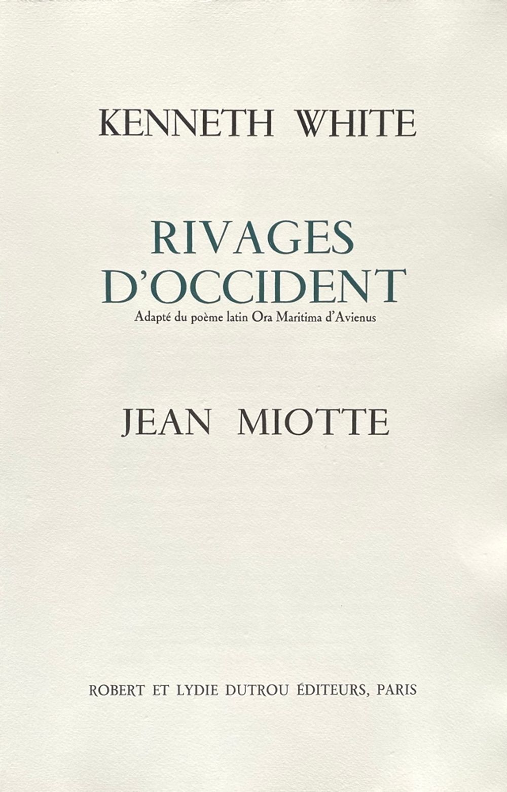 Rivages d'Occcident - Kenneth White — vue 2