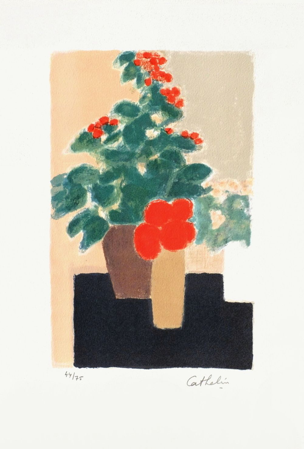 Bégonias et géraniums à la table noire
