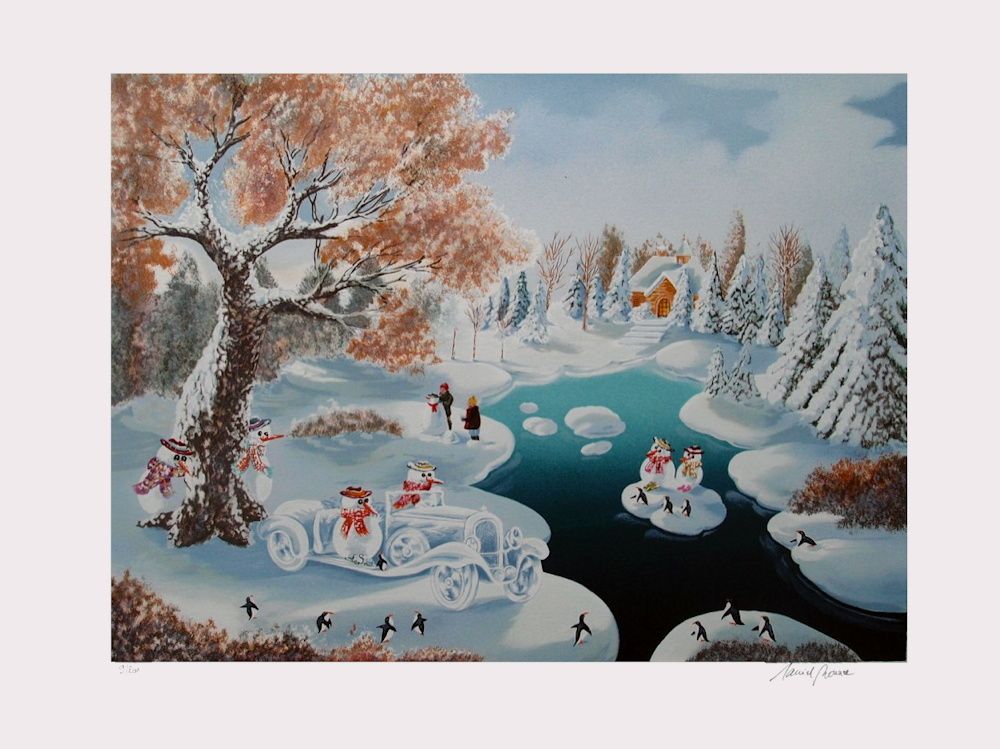 Snowmen in a crystal car