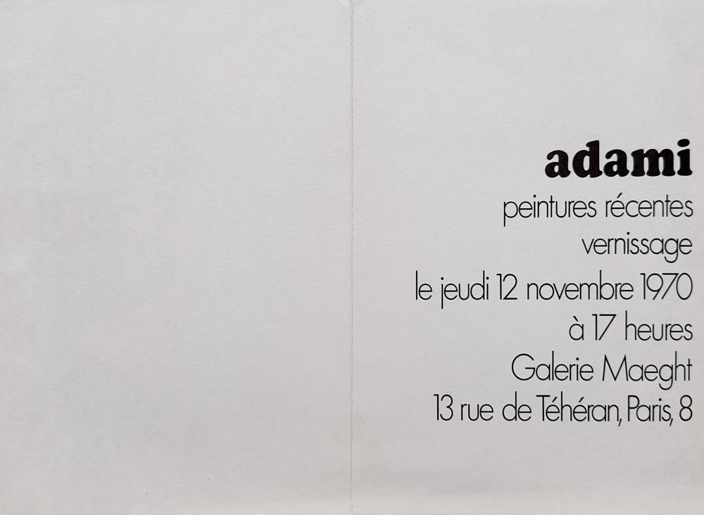 Carton d'invitation Galerie Maeght 1970 — vue 2
