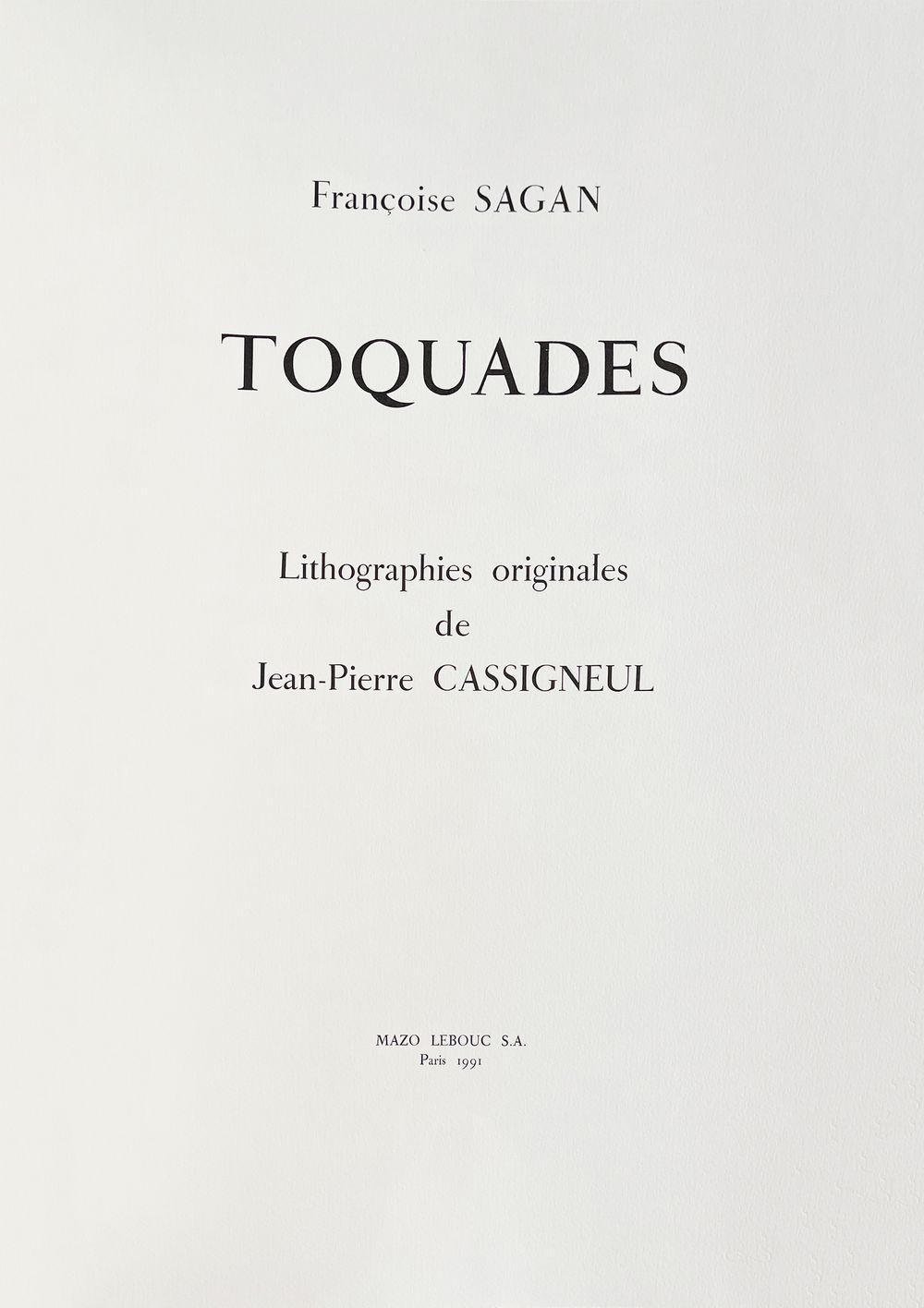 Toquades - album complet (8 lithographies) signé Françoise Sagan — vue 2