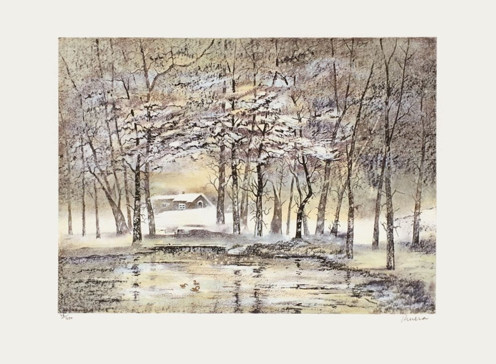 Chaumière sous la neige