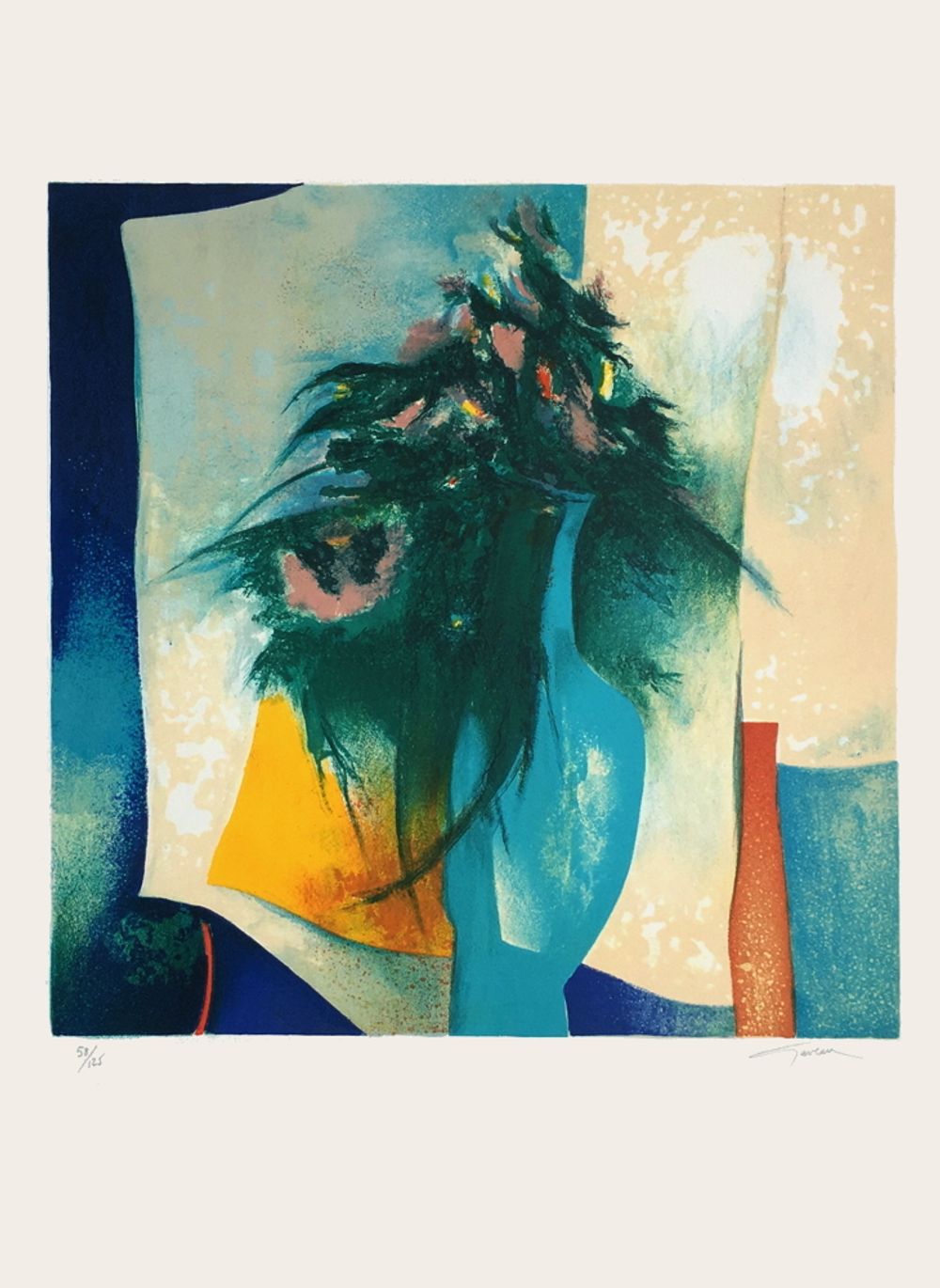 Bouquet au vase bleu