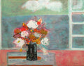 Bouquet sur la nappe rose