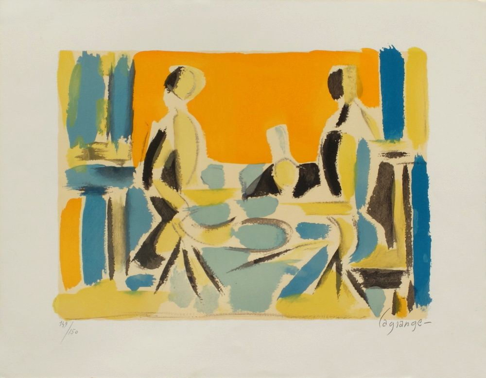 Trois personnages à table