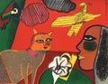 1984 - Femme chat et deux oiseaux