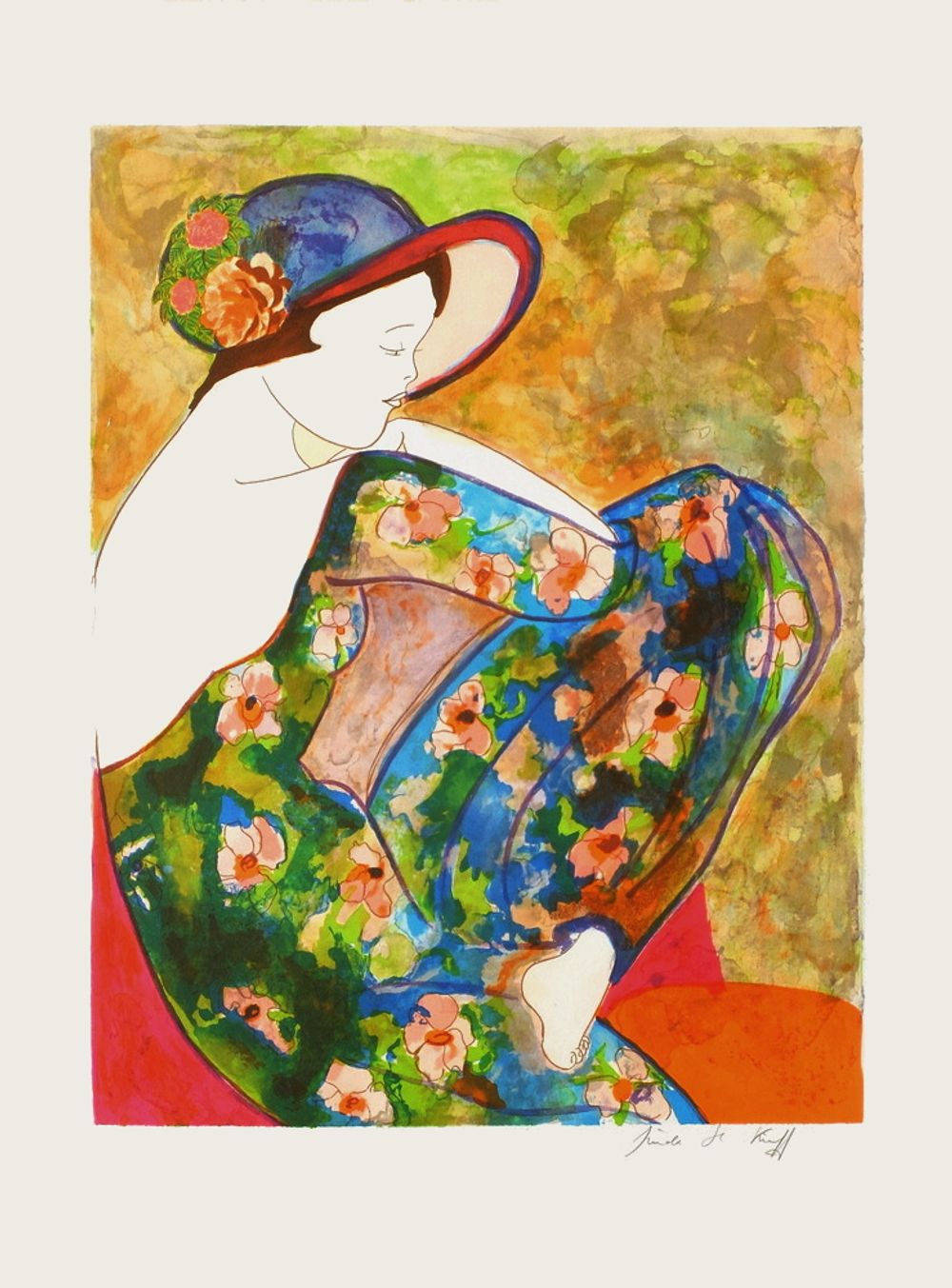 Jeune femme à la robe à fleurs