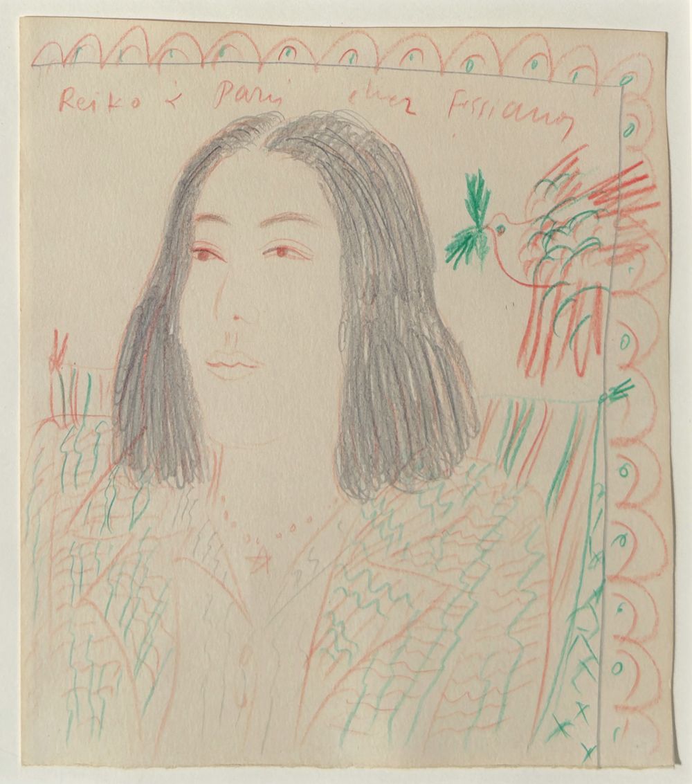 Drawings - Portrait de Reiko à Paris chez Fassianos