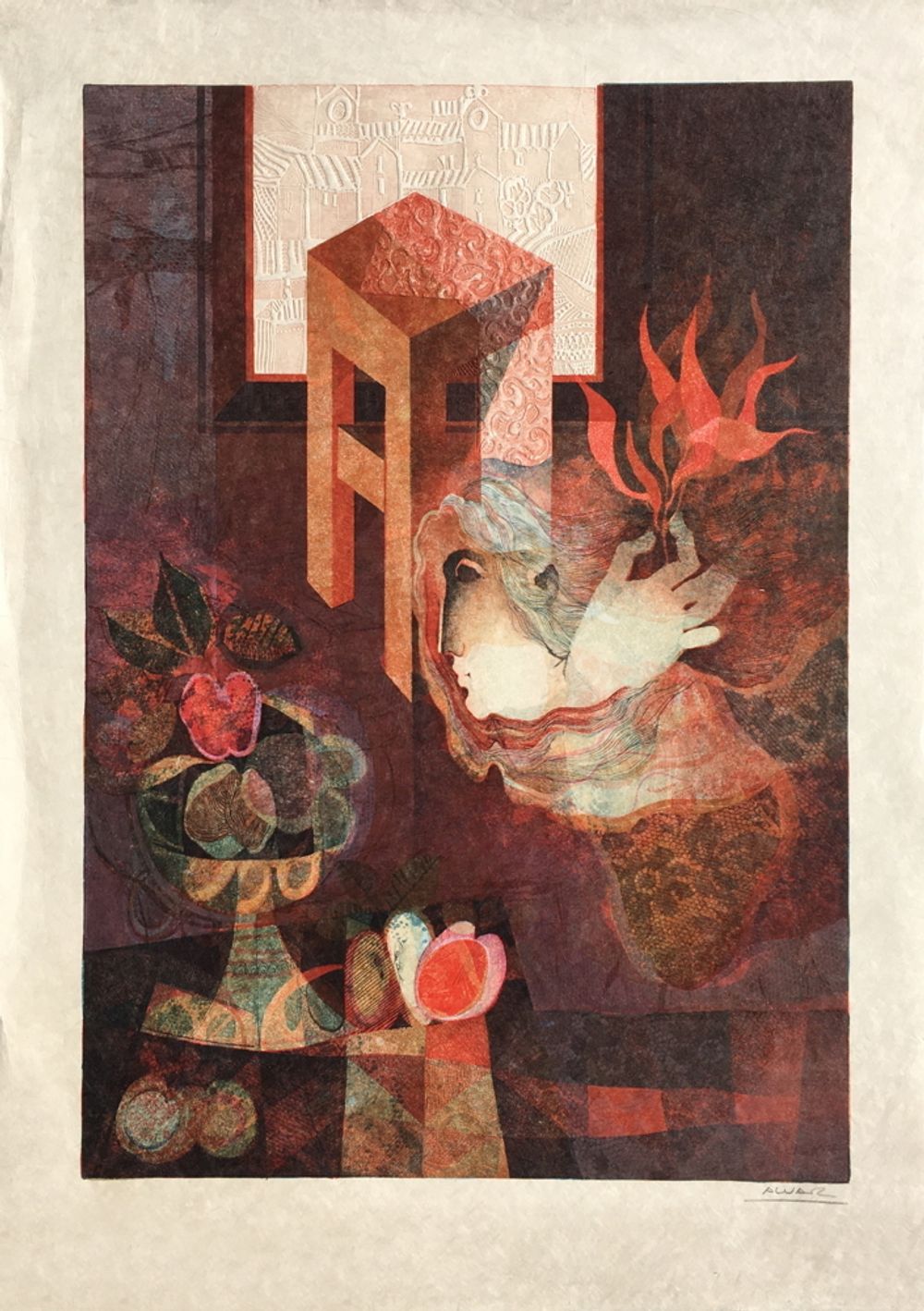 La coupe de fruits et le tabouret