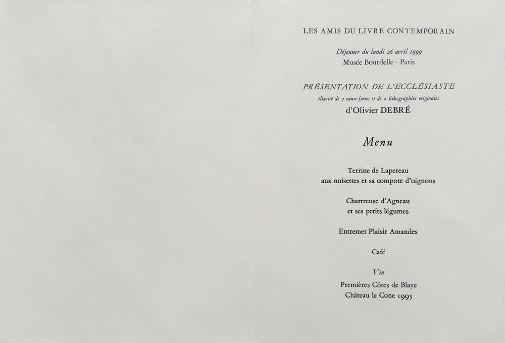 Menu Amis du Livre Contemporain — vue 3