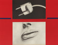 Bouche sur fond rouge