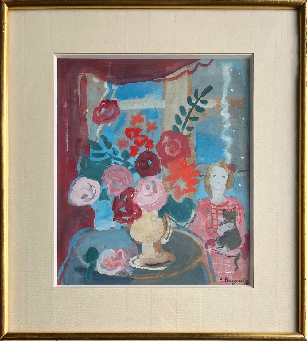 La fillette au chat et au bouquet — vue 2