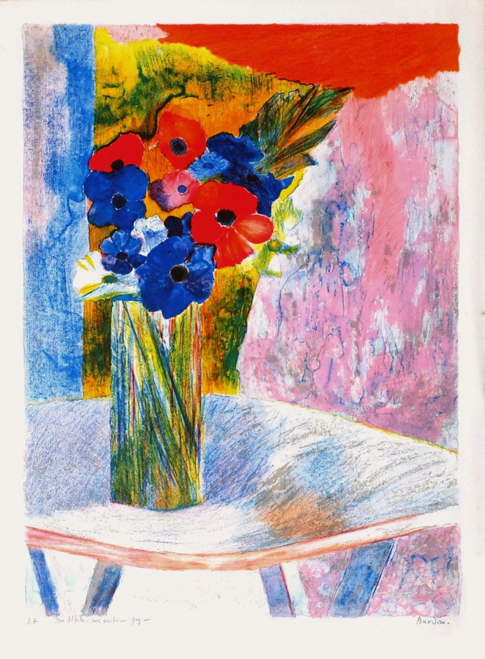 Bouquet rouge et bleu