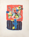Bouquet de fleurs au vase bleu
