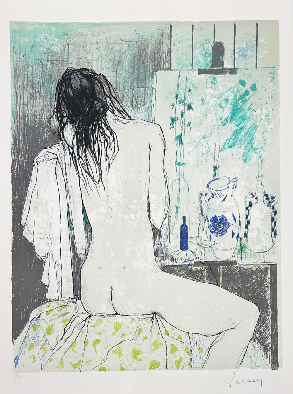Lydia de dos dans l'atelier