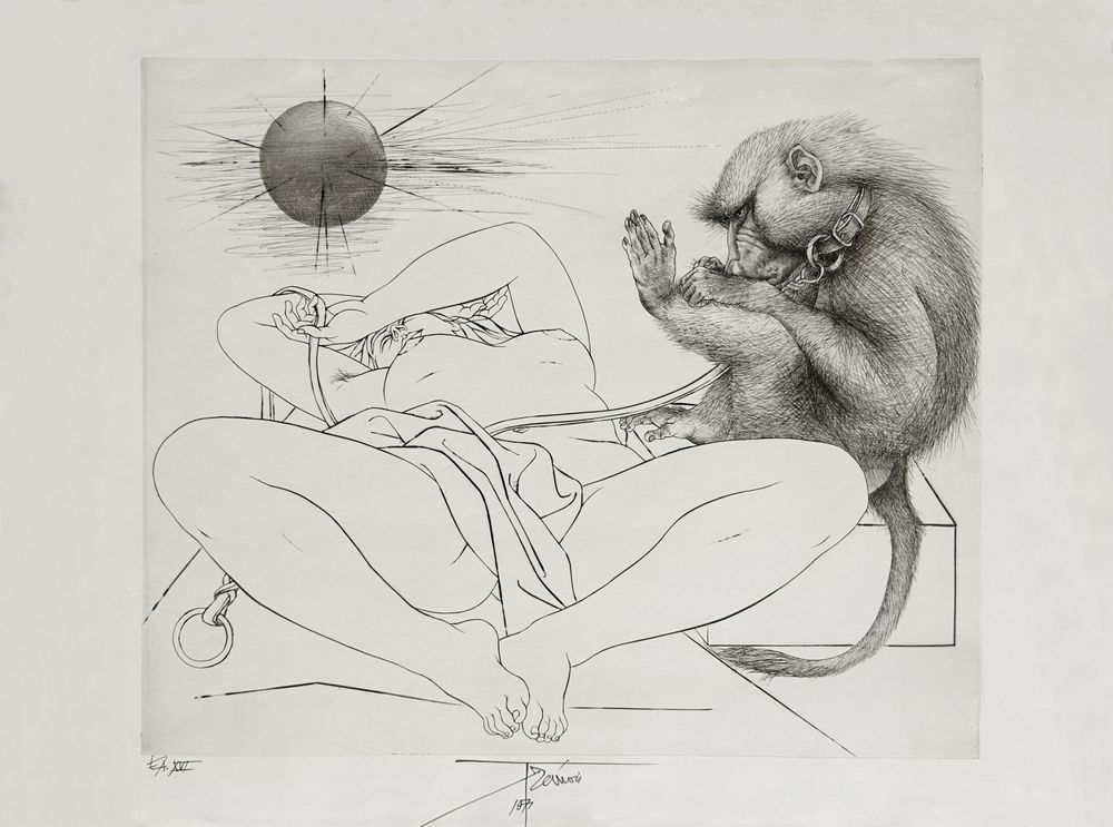 Jeune fille au singe