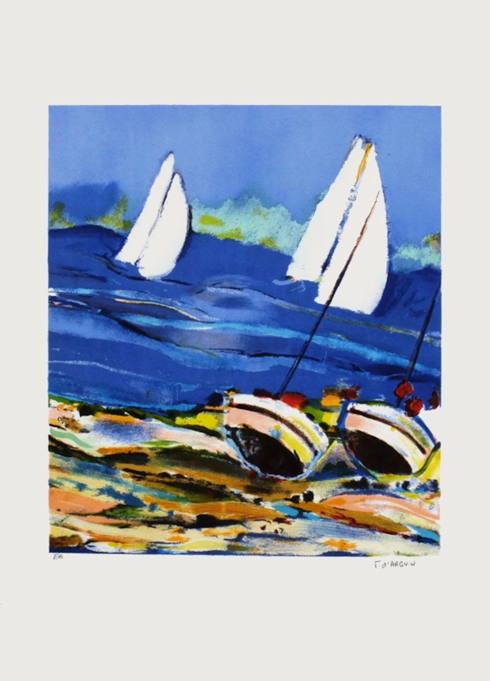 Barques et voiles blanches