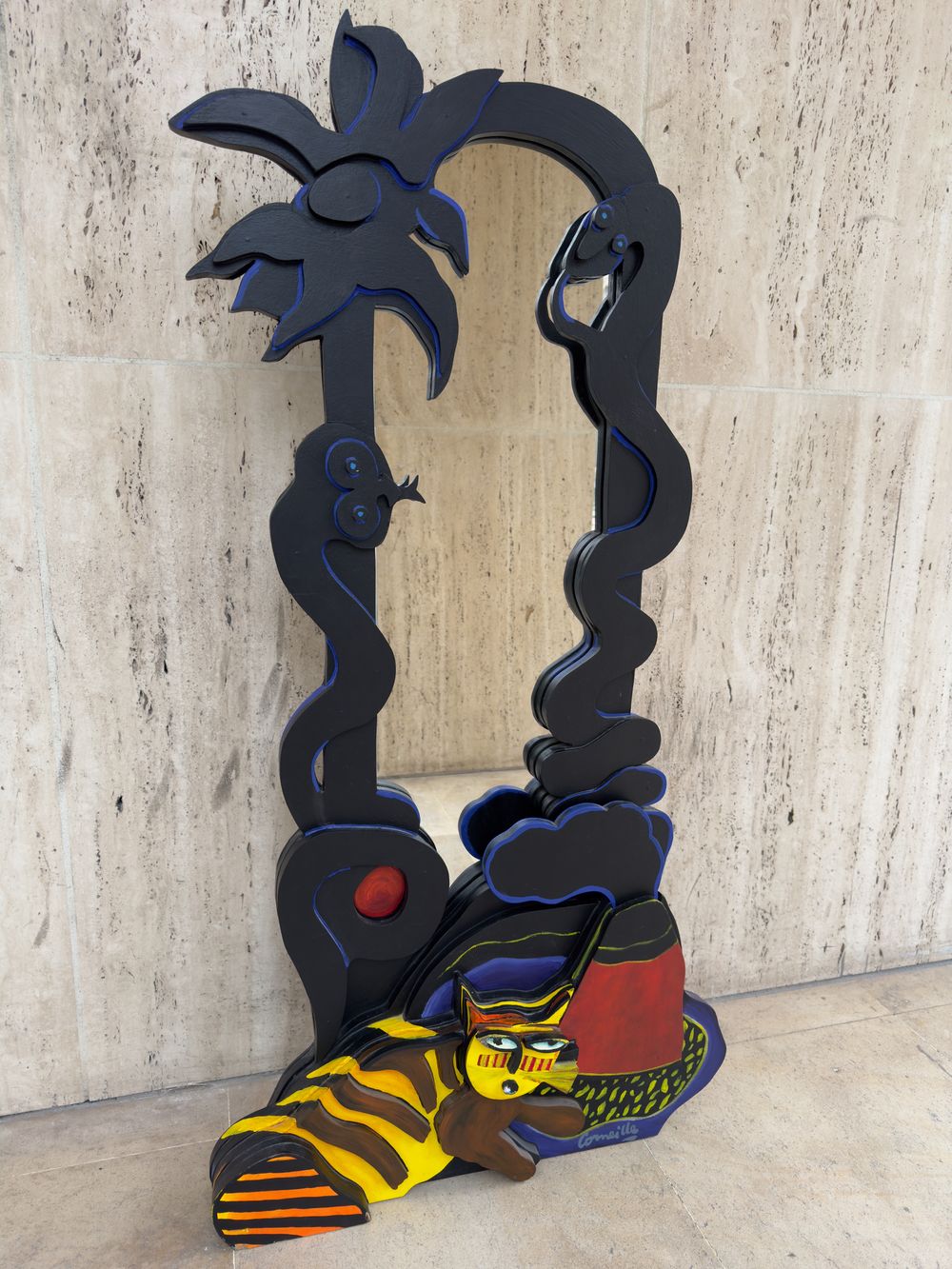 Sculpture Miroir - Chat et serpent